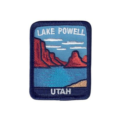 Lake Powell Utah Souvenir Embroidered Iron On Patch Dark Blue Border - 10618