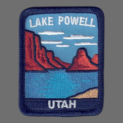Lake Powell Utah Souvenir Embroidered Iron On Patch Dark Blue Border - 10618