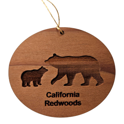 Bear and Cub Christmas Ornament California Redwoods Wood Souvenir - 1064