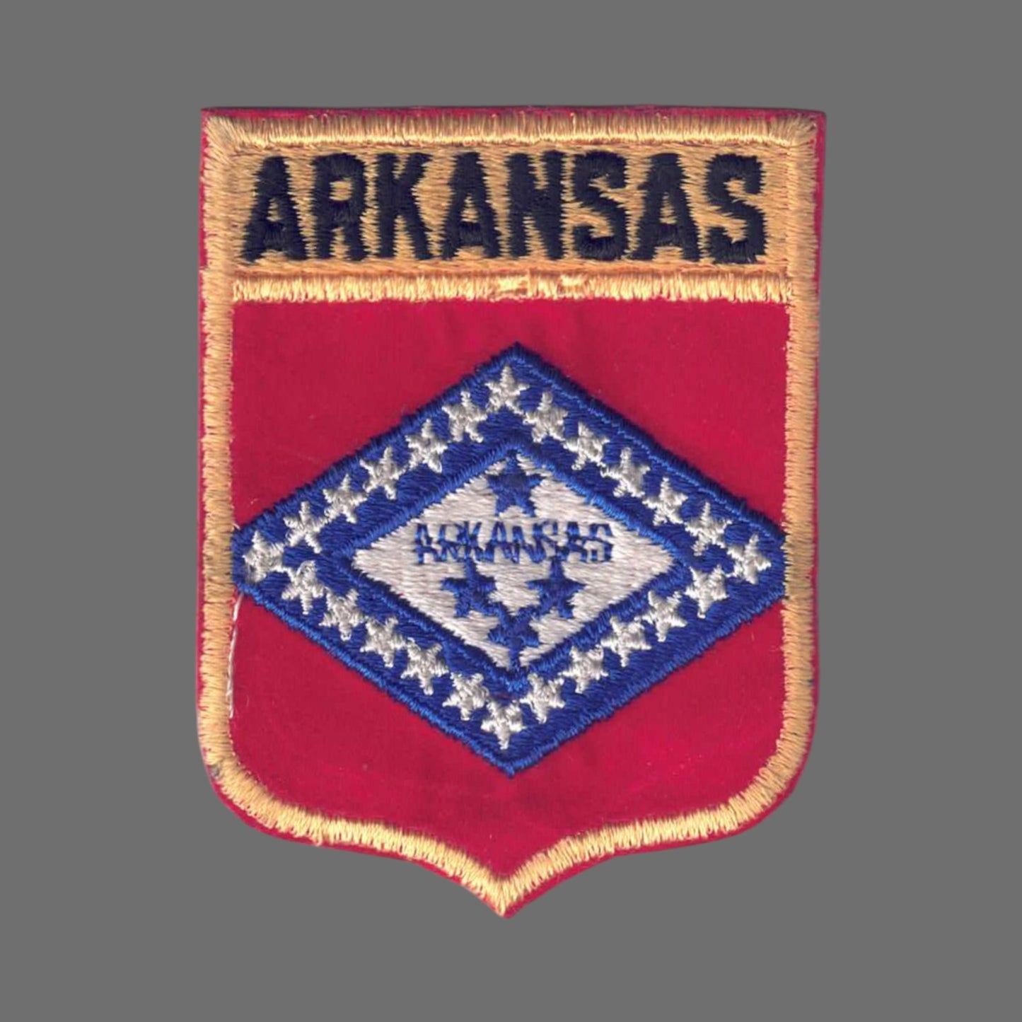 ARKANSAS Lg State Flag Shield Souvenir Patch - 1152