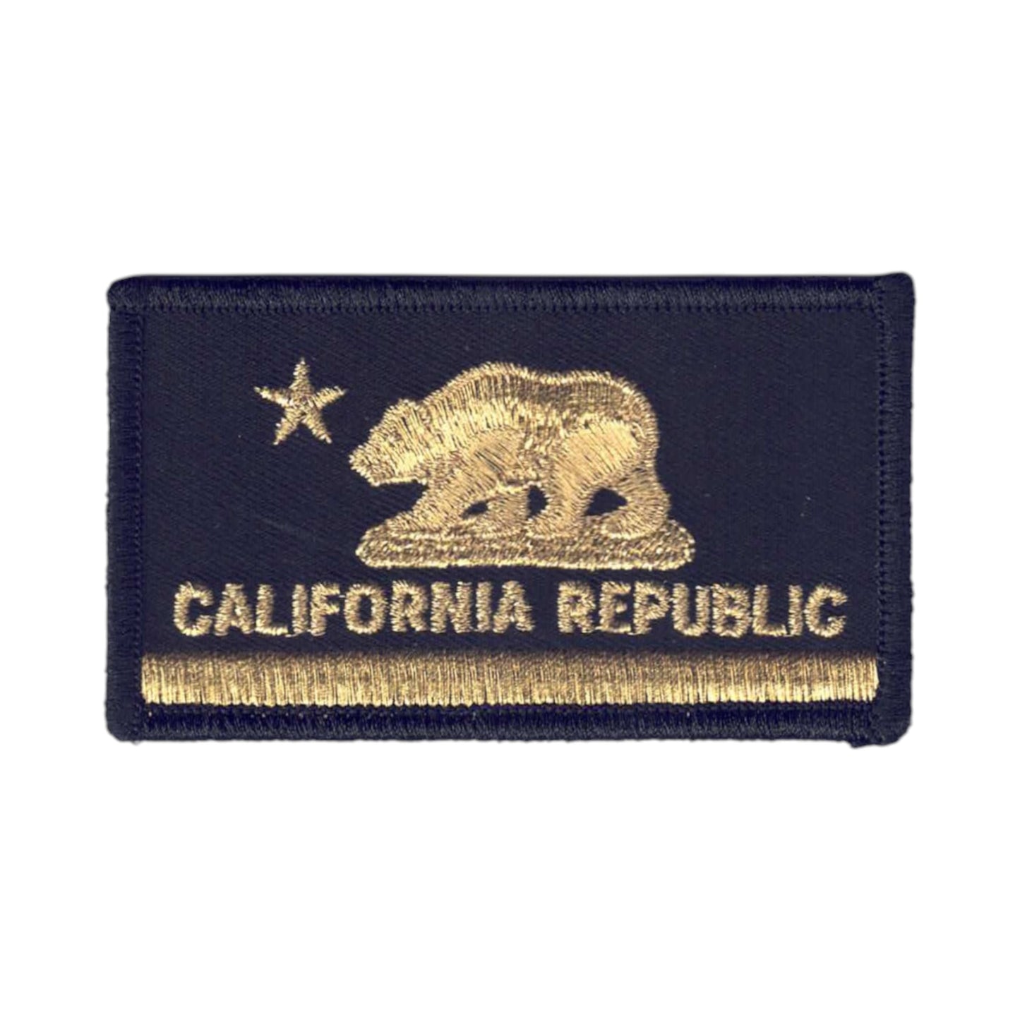CALIFORNIA Flag Metallic Gold on Black Patch - 1204-21M