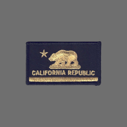 CALIFORNIA Flag Metallic Gold on Black Patch - 1204-21M