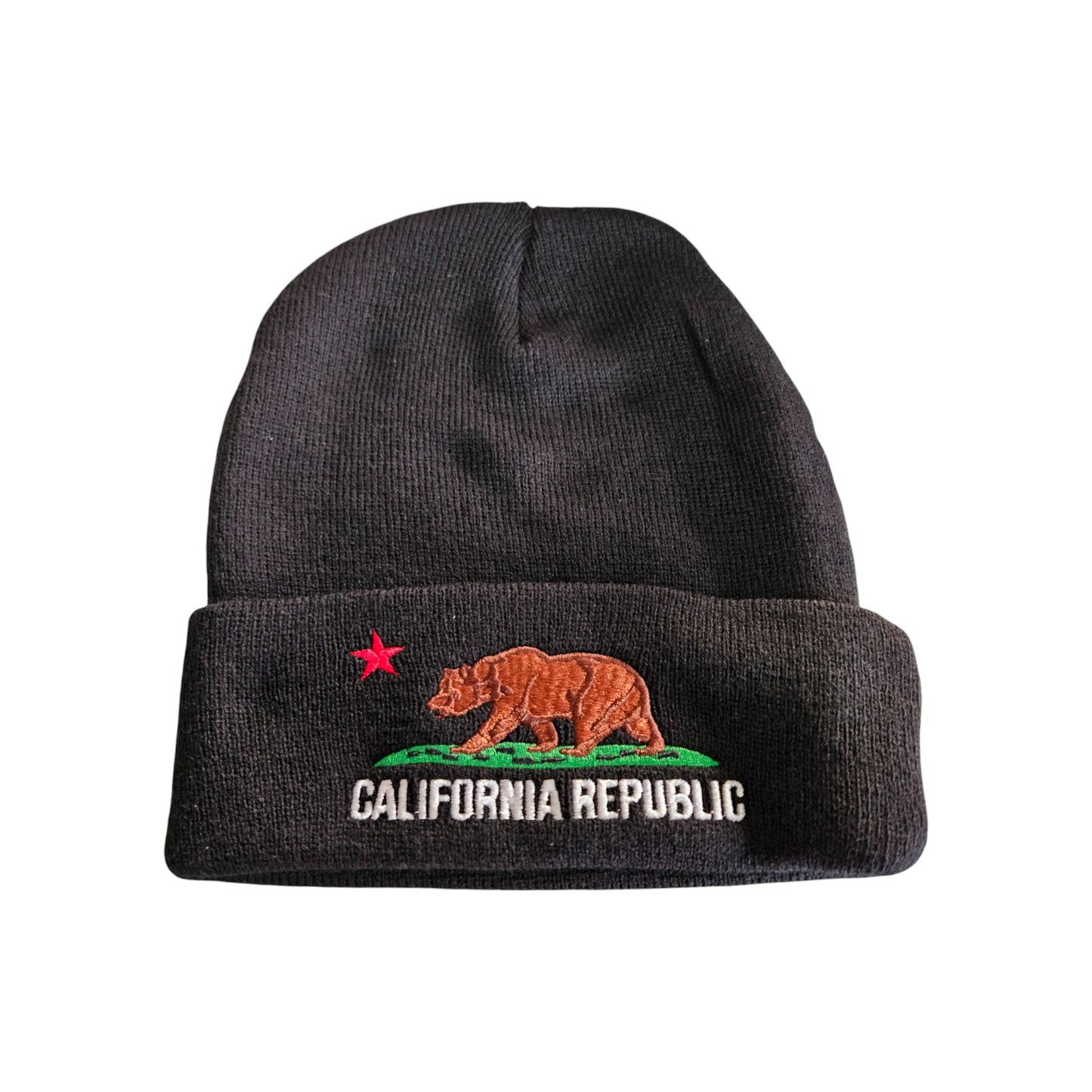 CALIFORNIA REPUBLIC flag embroidered knit beanie - 0182-1204