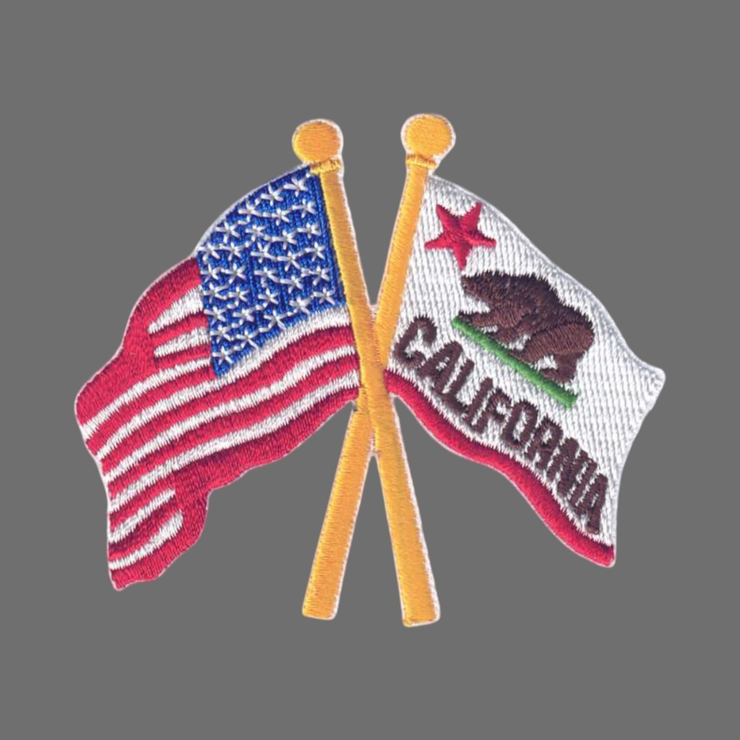 California and US Flags Crossed Laser Cut Patch -1215C