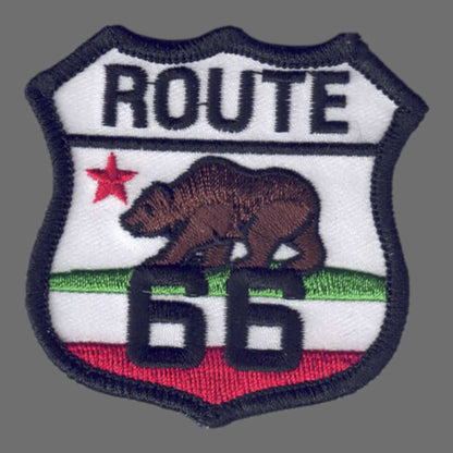 ROUTE 66 on CALIFORNIA Bear Flag Patch - 1237