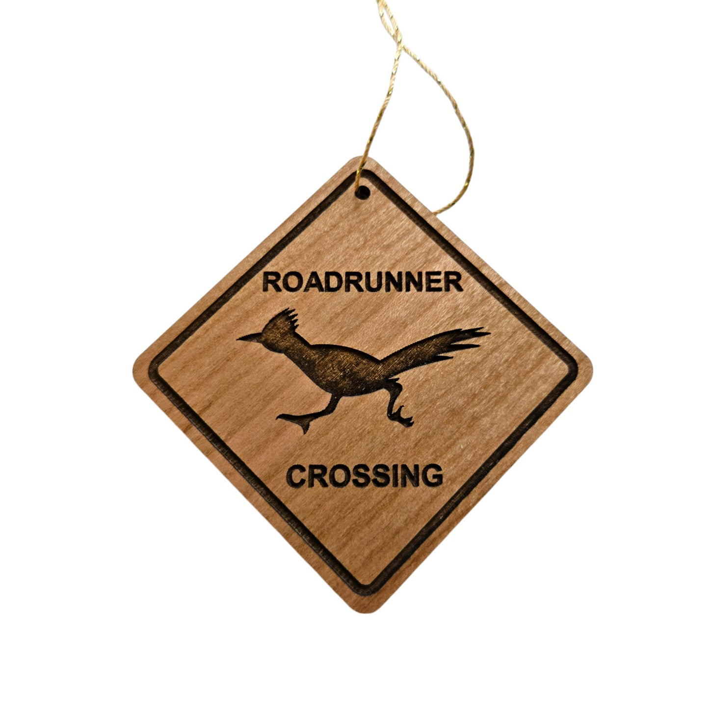 Roadrunner Crossing Ornament - Roadrunner Ornament - Wood Handmade in USA - Roadrunner Christmas - 15287
