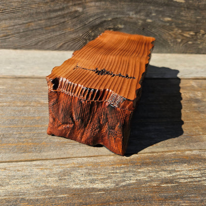 Handmade Wood Box with Redwood Tree Engraved Rustic Handmade Curly Wood #596 California Redwood Jewelry Box Storage Box