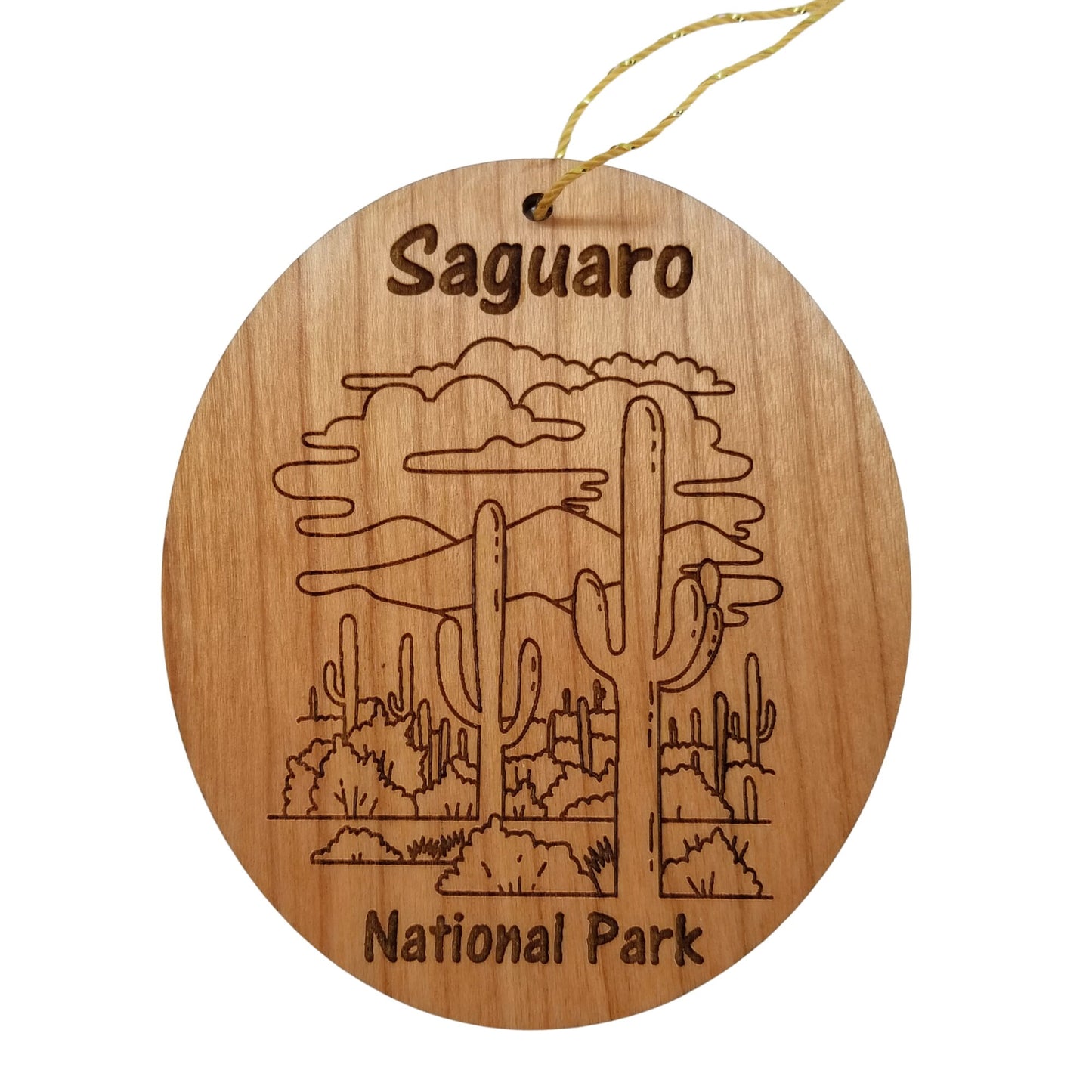 Wholesale Saguaro National Park Ornament - Cactus Cacti Clouds Handmade Wood Souvenir