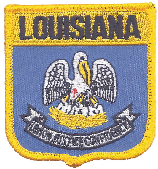 LOUISIANA Medium Flag Shield Uniform LA State Souvenir Embroidered Patch - 1905