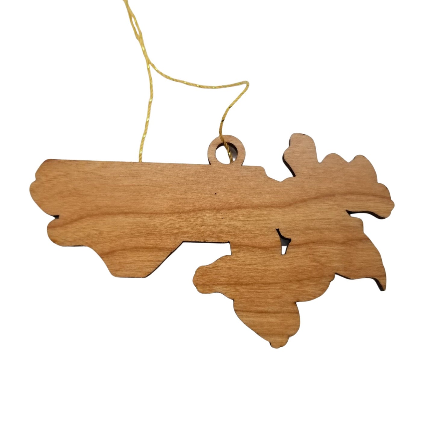 Wholesale North Carolina Wood Ornament -  State Shape with State Flowers Flowering Dogwoods NC - Handmade Wood Souvenir