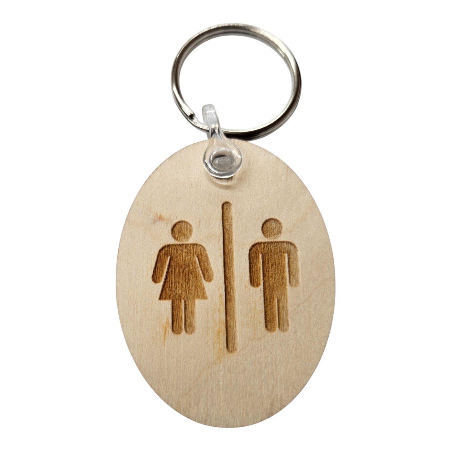 Bathroom Wood Keychain Key Ring Keychain Gift - Key Chain Key Tag Key Ring Key Fob - Restroom Key Marker