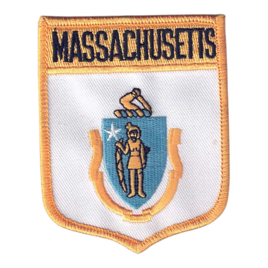MASSACHUSETTS large flag shield uniform or souvenir embroidered patch - 2052