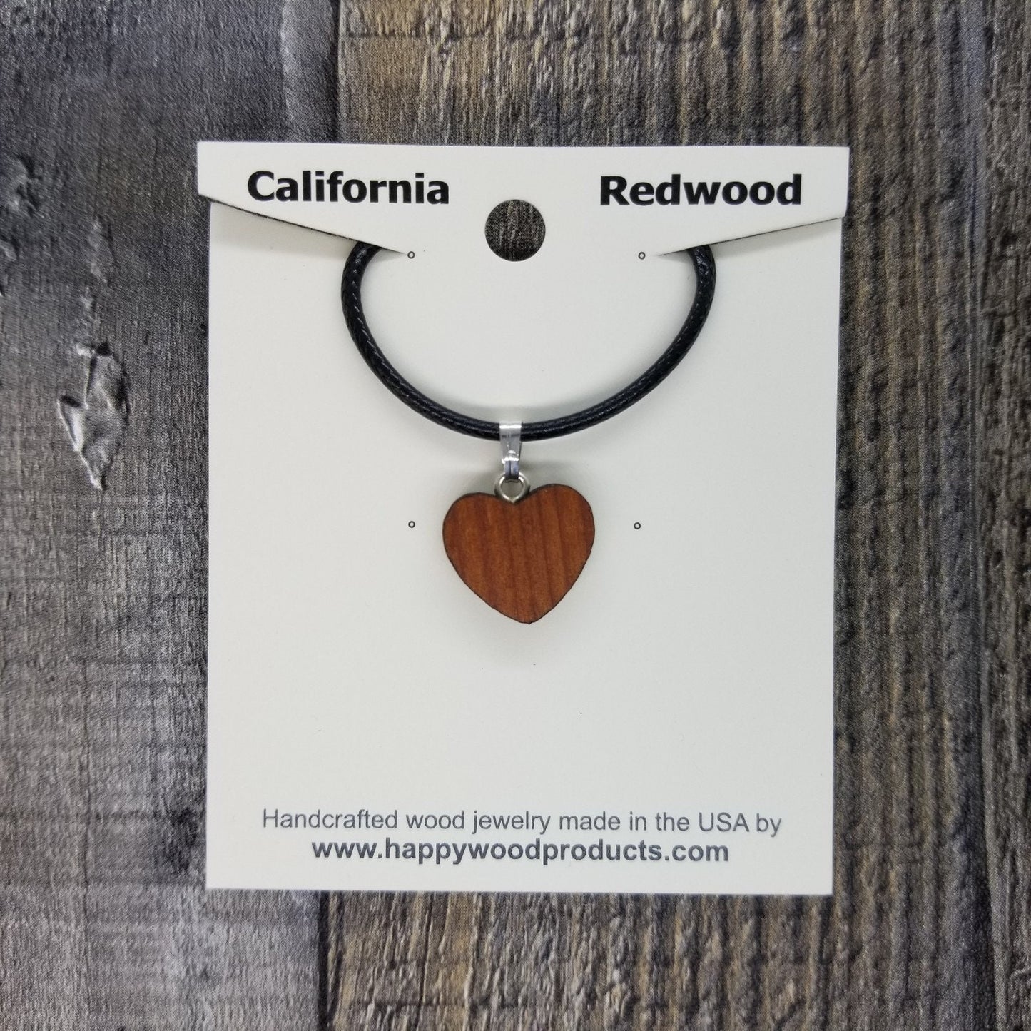 Redwood Heart Necklace Medium - Wood Necklace - California Redwoods - CA Souvenir Keepsake - Gift for Women - Anniversary Gift