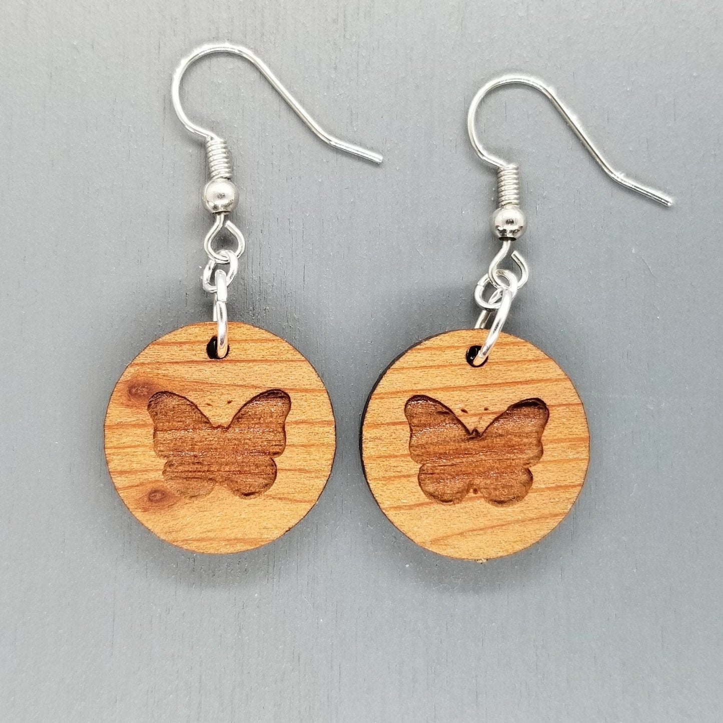 Wholesale Redwood Earrings - Butterfly Wood Earrings - Dangle Earrings - CA Souvenir Keepsake