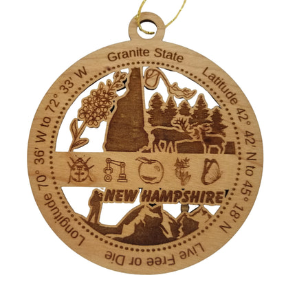 Wholesale New Hampshire Wood Ornament - NH Souvenir - Handmade In The USA