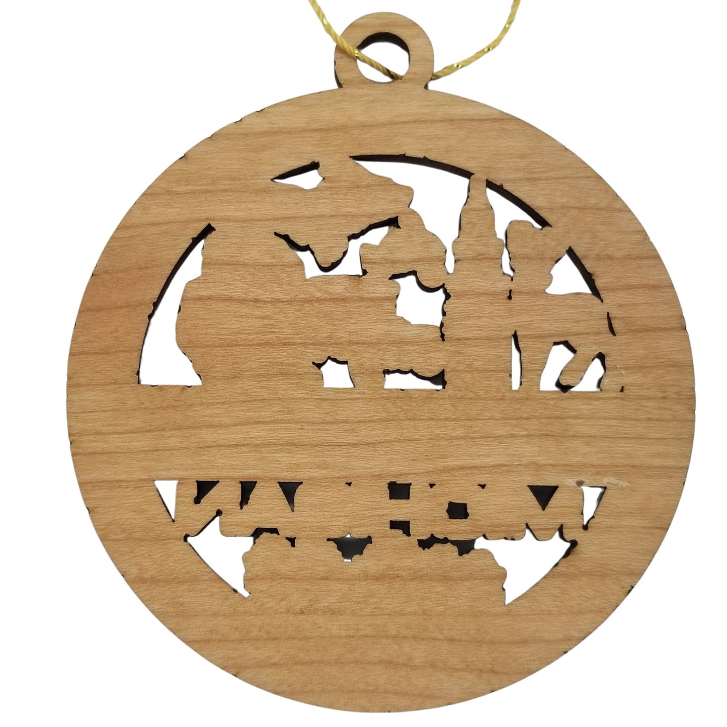 Michigan Wood Ornament - MI Souvenir - Handmade Wood Ornament Made in USA State Shape Deer Musical Notes Cherries