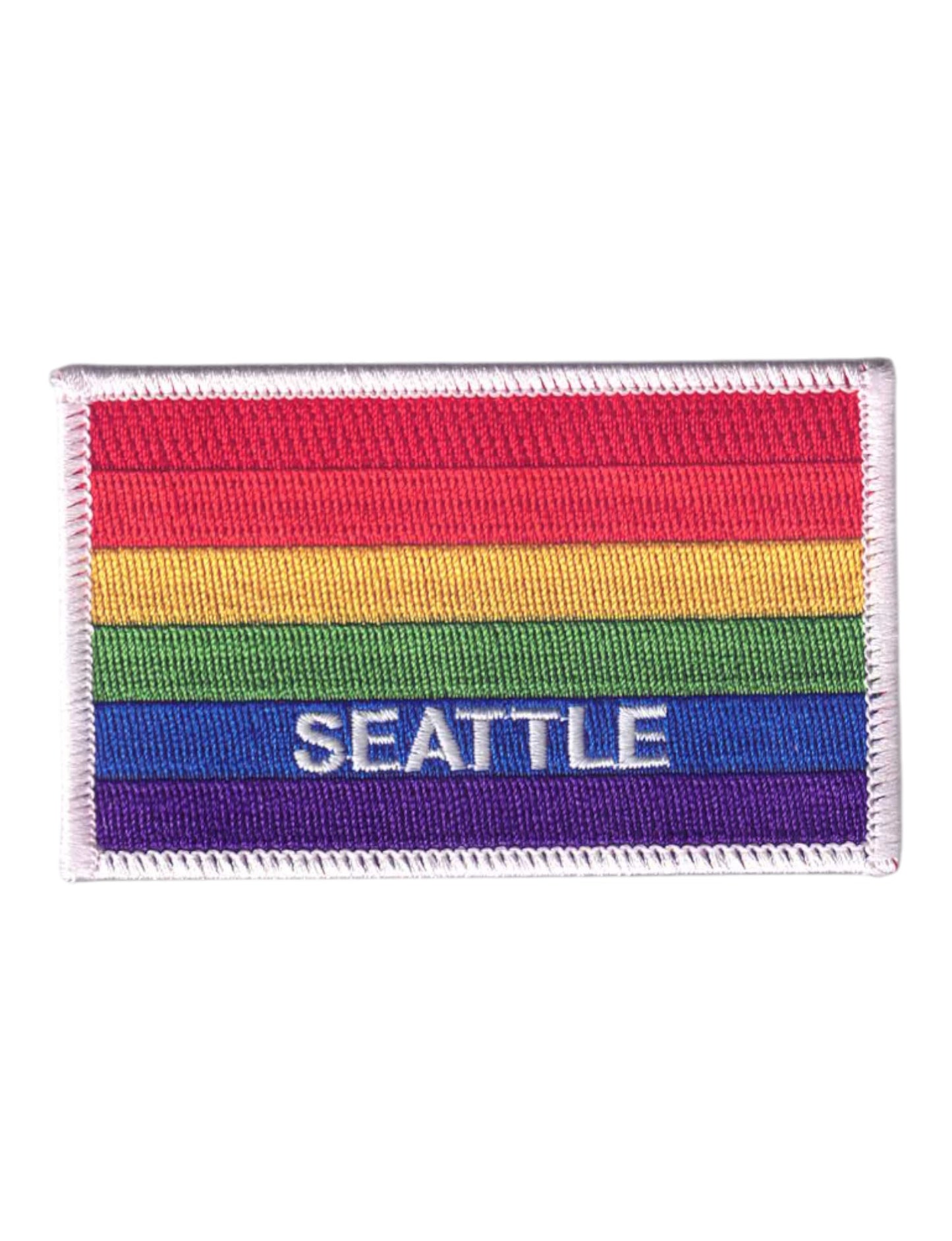 SEATTLE Rainbow Flag White Border Patch -  3399-39