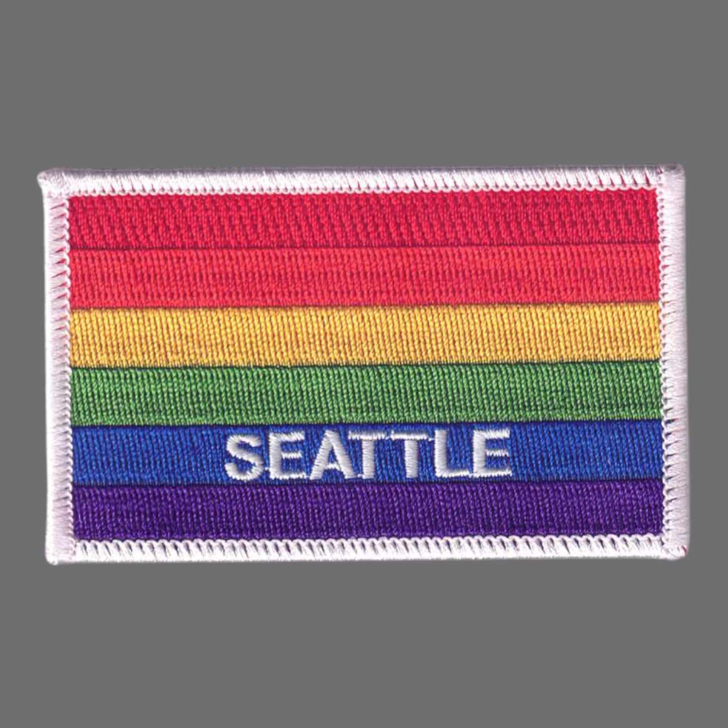 SEATTLE Rainbow Flag White Border Patch -  3399-39