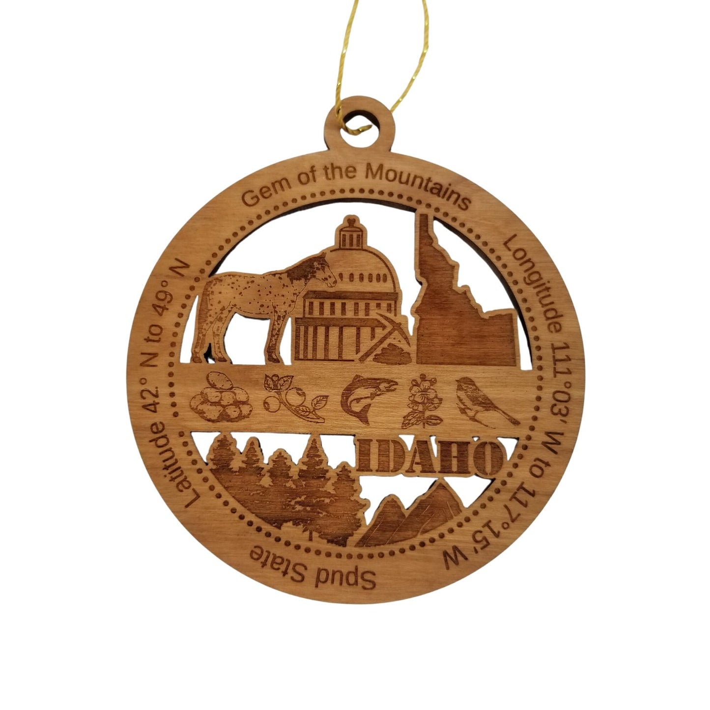 Wholesale Idaho Wood Ornament - ID  Souvenir - Handmade In The USA