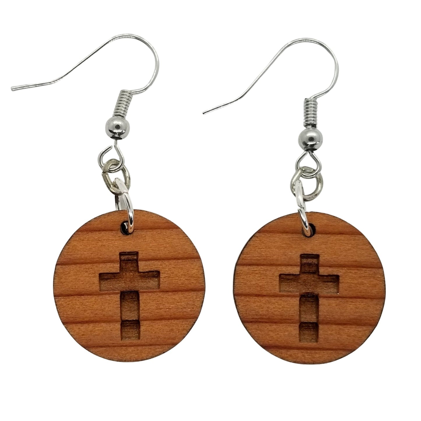 Wholesale Redwood Earrings - Cross Wood Earrings - California Redwood Dangle Earrings - CA Souvenir Keepsake