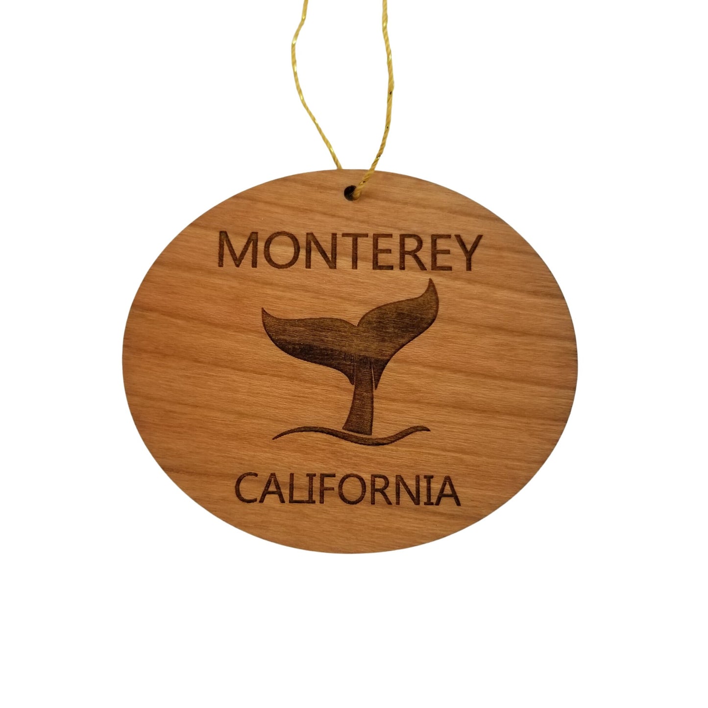 Monterey California Ornament - Handmade Wood Ornament - CA Whale Tail Whale Watching - Christmas Ornament 3 Inch