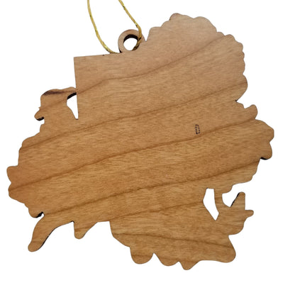 Wholesale Indiana Wood Ornament -  IN State Shape with State Flowers Cutout - Handmade Wood Souvenir