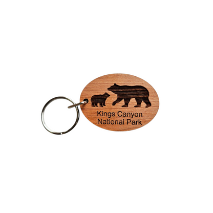 Kings Canyon National Park Keychain CA Bear and Cub Wood Souvenir - 4082KC