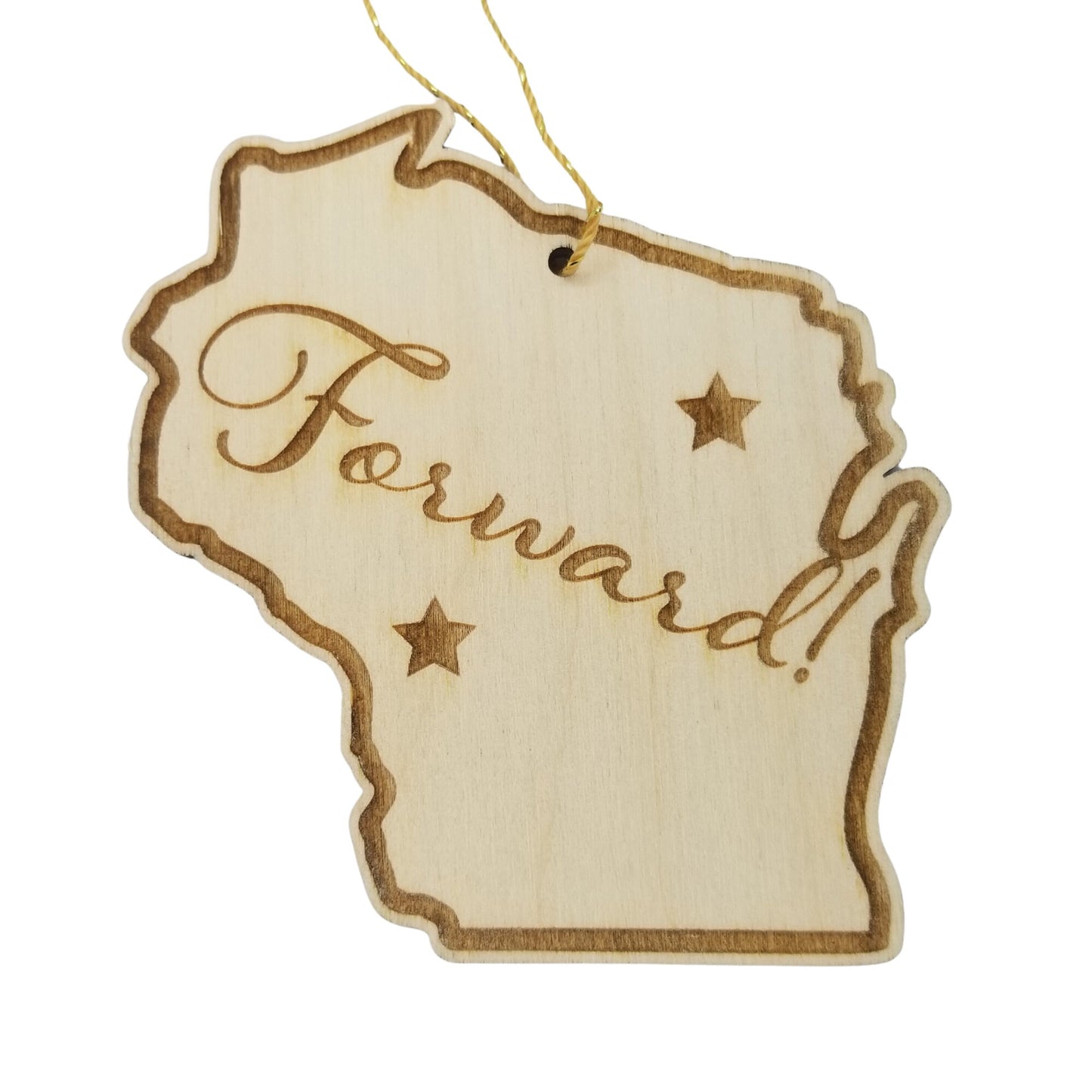 Wholesale Wisconsin Wood Ornament - WI State Shape with State Motto Souvenir