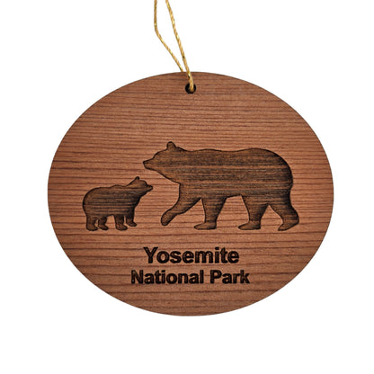 Yosemite National Park Ornament With Mama Bear and Cub Handmade Wood Ornament California Souvenir CA Christmas Ornament - 15703