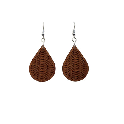 Wholesale Wood Earrings - Engraved Teardrop Wood Earrings - Dangle Earrings - Souvenir Keepsake