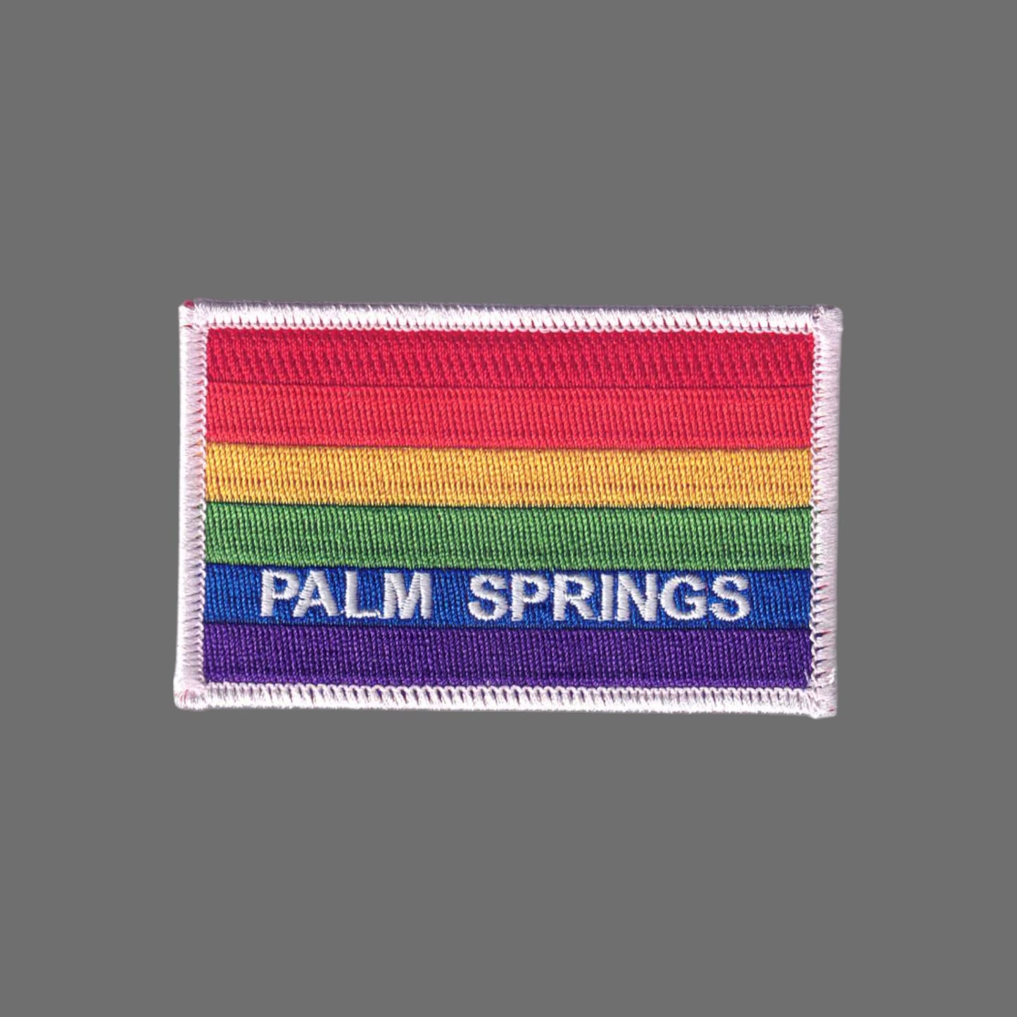 PALM SPRINGS Rainbow Flag Patch White Border - 4752-39
