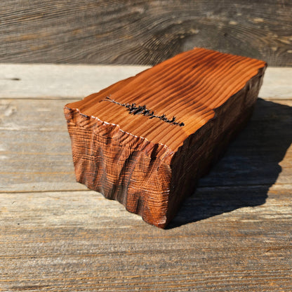 Handmade Wood Box with Redwood Tree Engraved Rustic Handmade Curly Wood #595 California Redwood Jewelry Box Storage Box