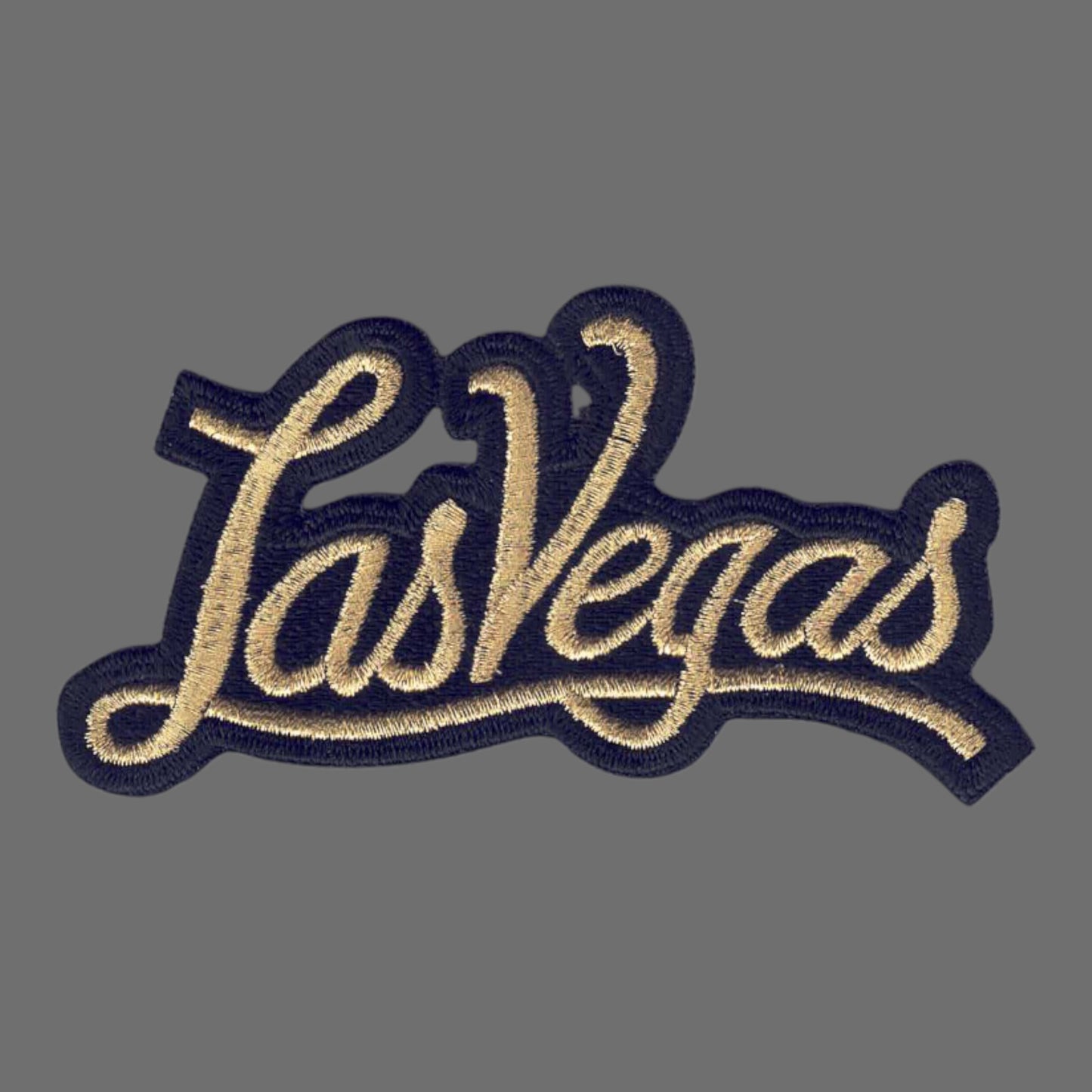 Las Vegas Script Text Gold on Black Patch - 5252-21M/01