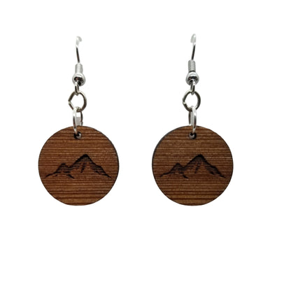 Wholesale wood Earrings - Mountain Engraved Wood Earrings - Dangle Earrings - CA Souvenir Keepsake