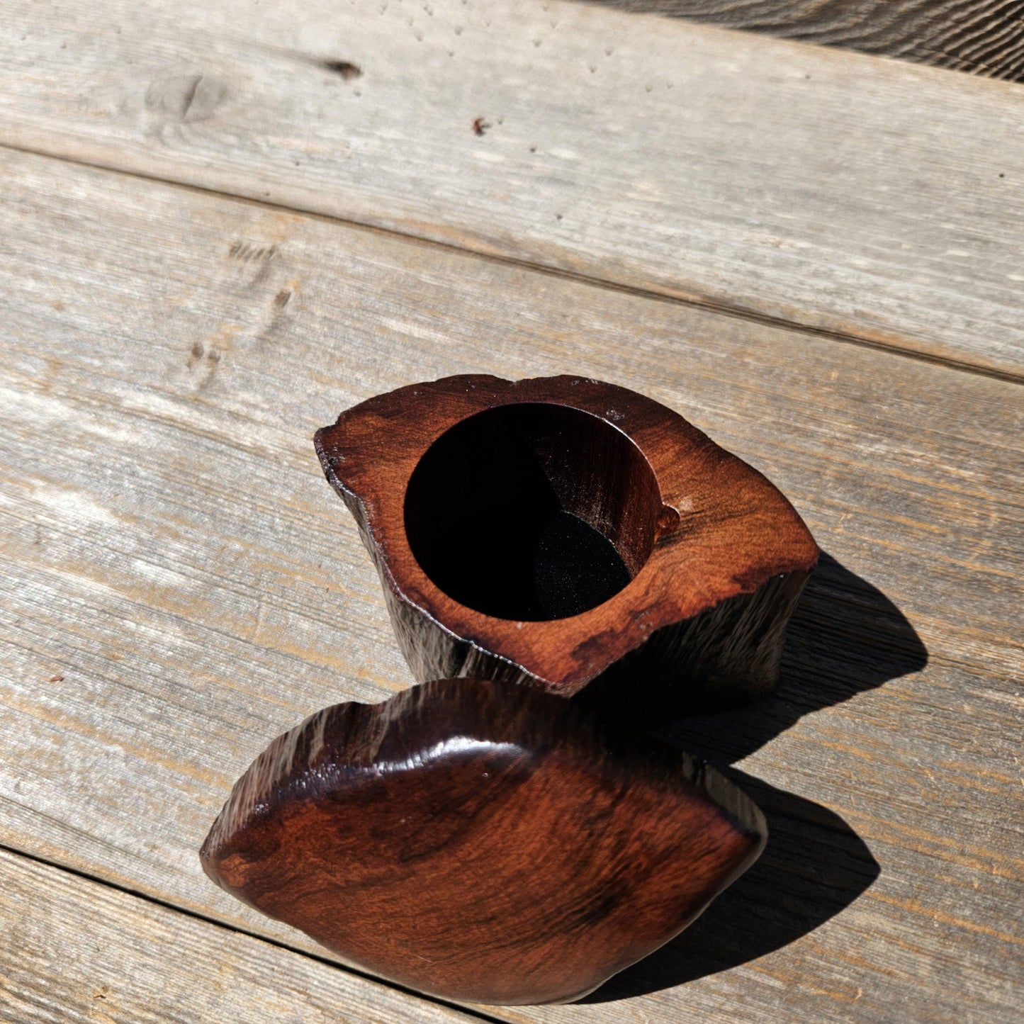 Wood Ring Box Redwood Rustic Handmade California #669 Storage Live Edge Gift