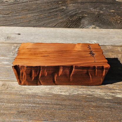 Handmade Wood Box with Redwood Tree Engraved Rustic Handmade Curly Wood #595 California Redwood Jewelry Box Storage Box