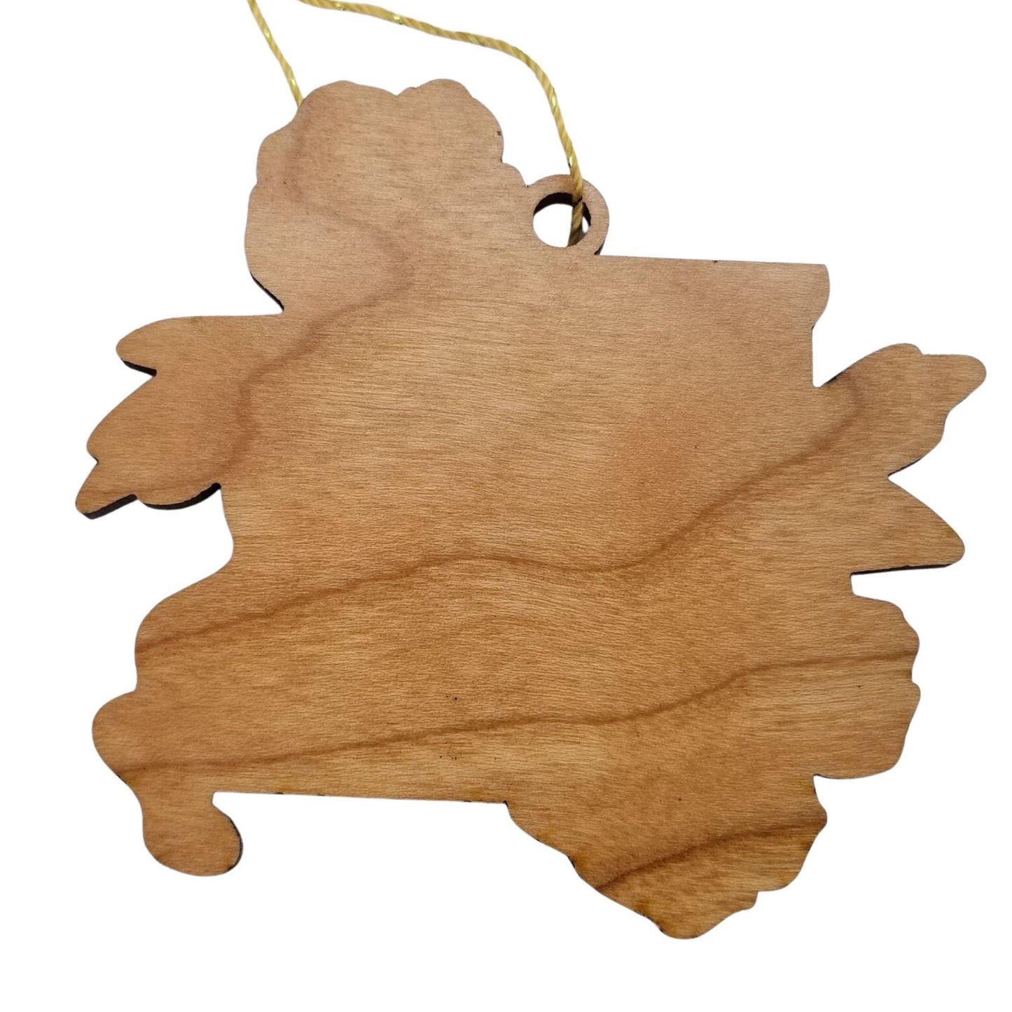 Wholesale Missouri Wood Ornament -  MO State Shape with State Flowers Hawthorn Blossom - Handmade Wood Souvenir