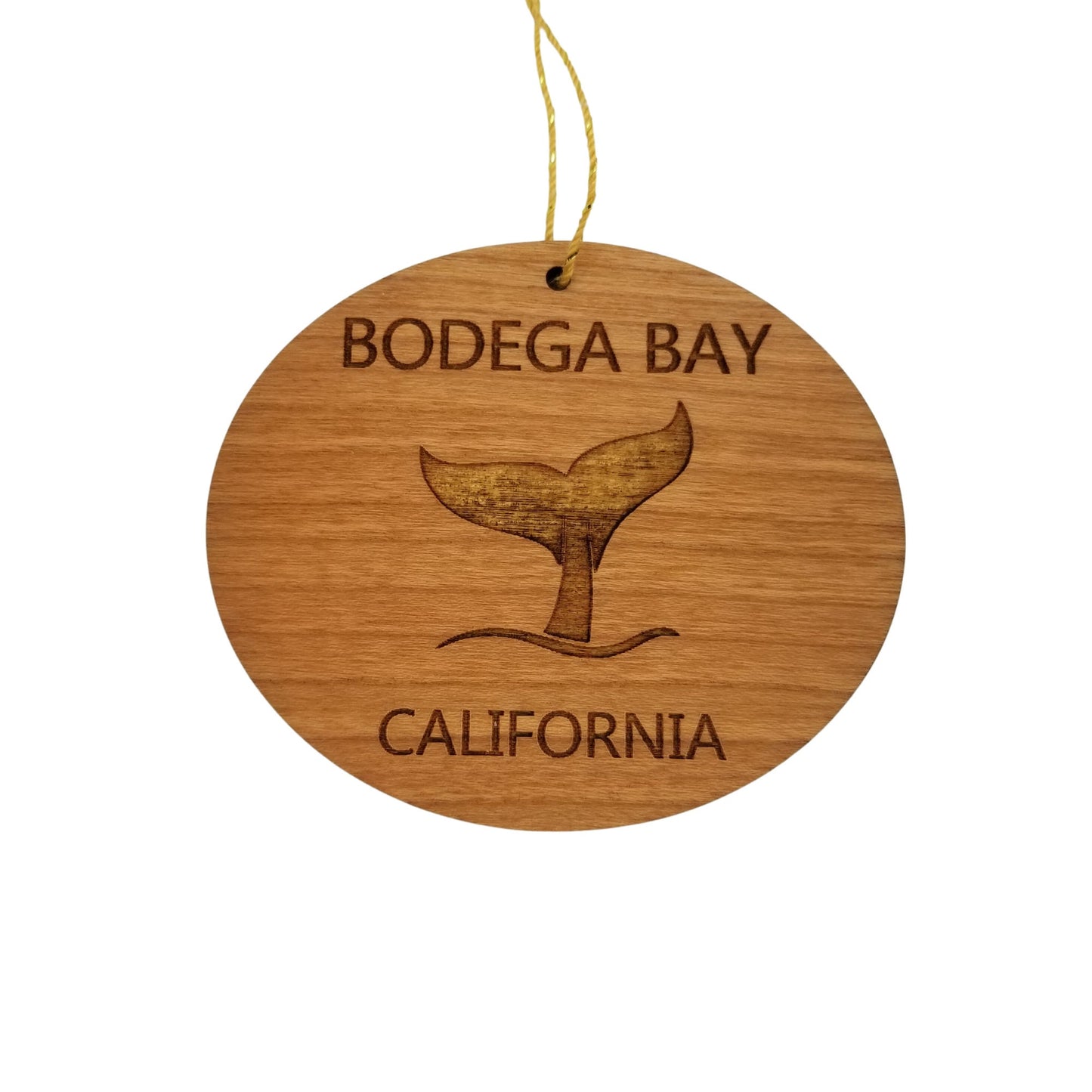 Bodega Bay Ornament - Handmade Wood Ornament - Bodega Bay California CA Whale Tail Whale Watching - Christmas Ornament 3 Inch