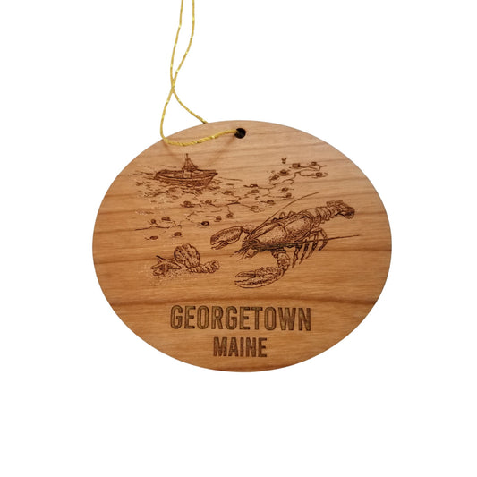 Wholesale Georgetown Maine Coastal Christmas Ornament Lobster Seashells Handmade Wood Ornament Souvenir