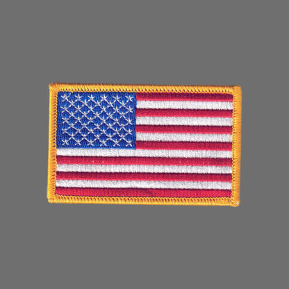 USA Flag Patch Gold Border 3.5 Inch Wide - 6837G