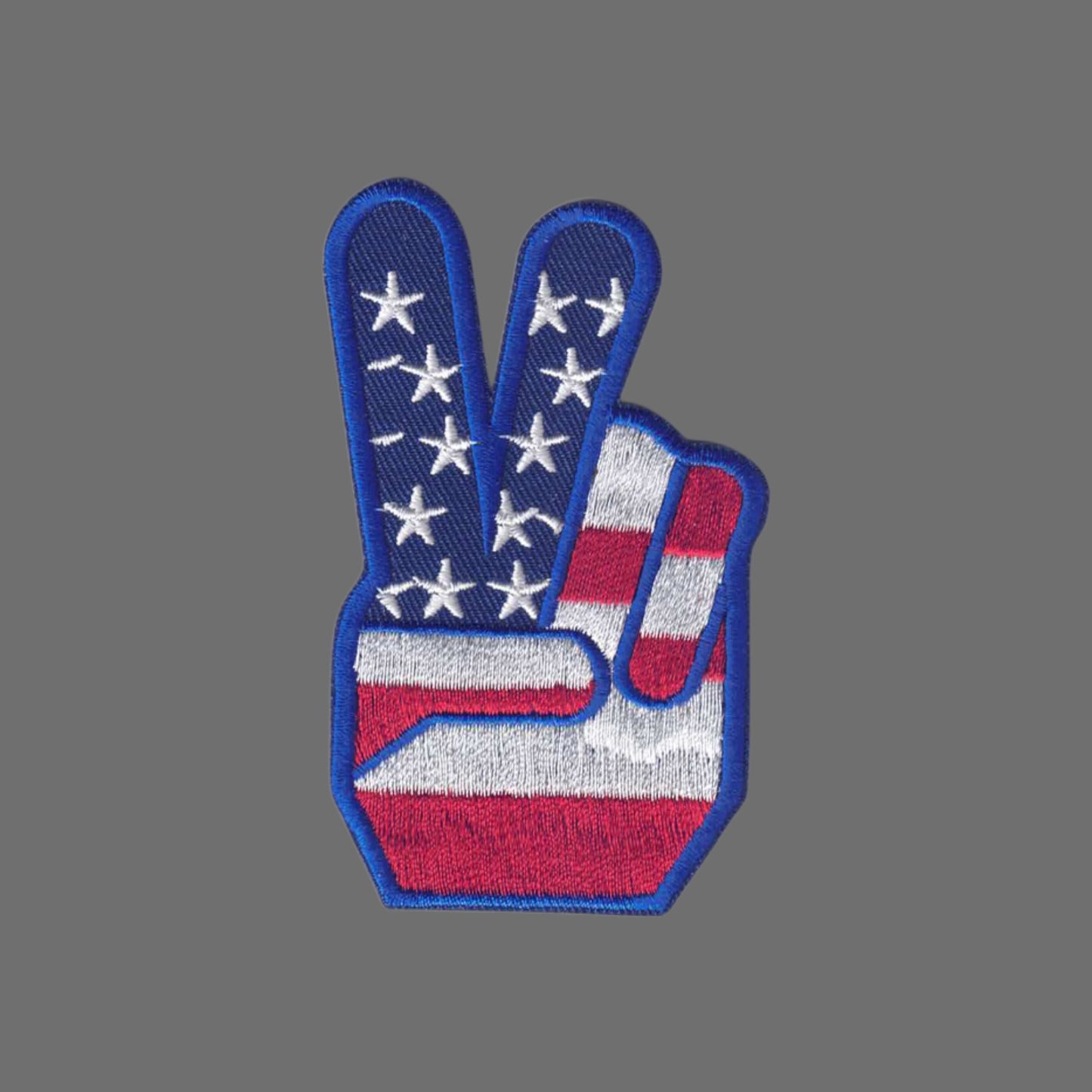USA Flag Peace Fingers Patch - 6847
