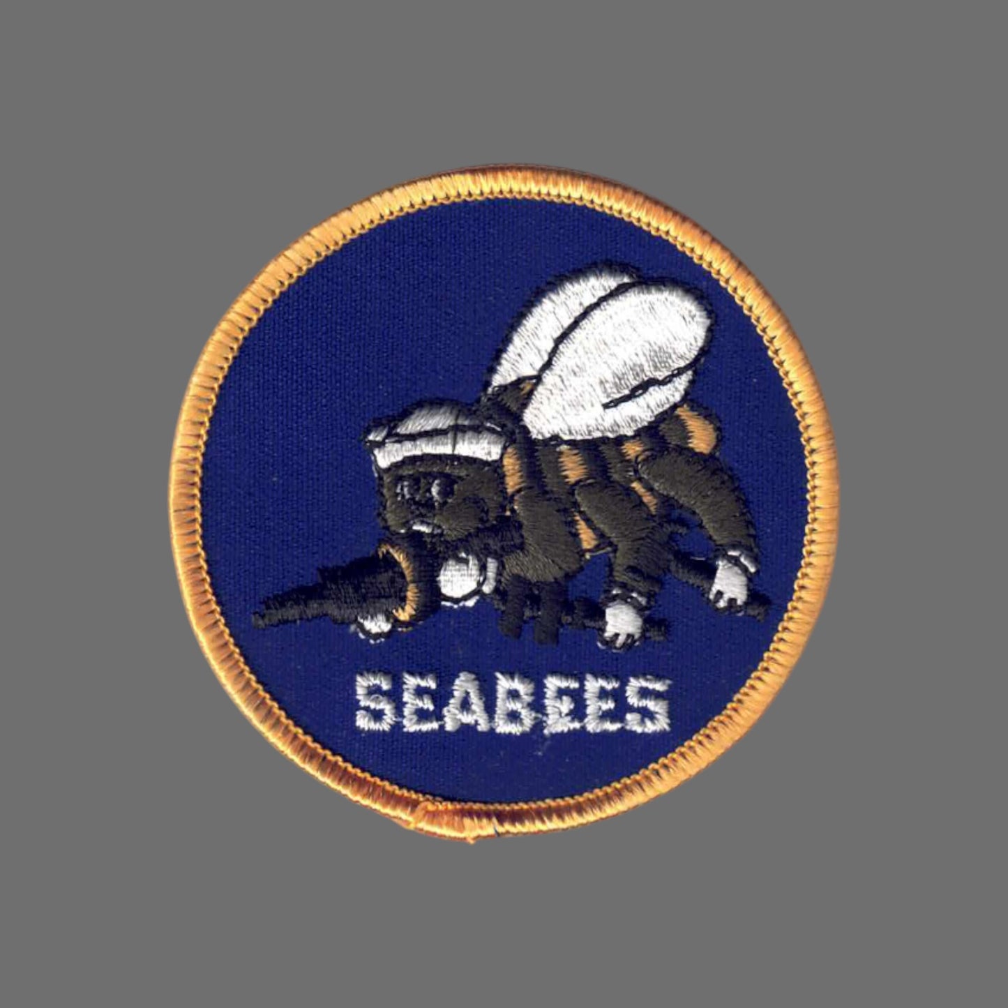 Vintage SEABEES Patch Sew On Gold - 6866-G