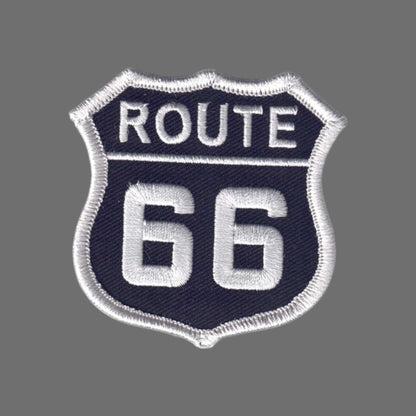 ROUTE 66 Patch White on Black - 6876-01