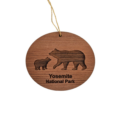 Yosemite National Park Ornament With Mama Bear and Cub Handmade Wood Ornament California Souvenir CA Christmas Ornament - 15703