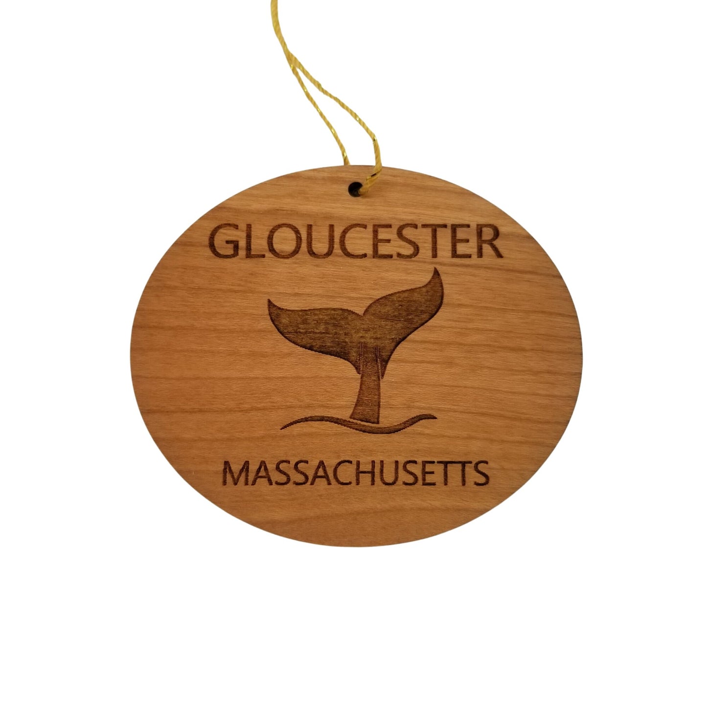 Gloucester Ornament - Handmade Wood Ornament - Massachusetts Whale Tail Whale Watching - MA Christmas Ornament 3 Inch