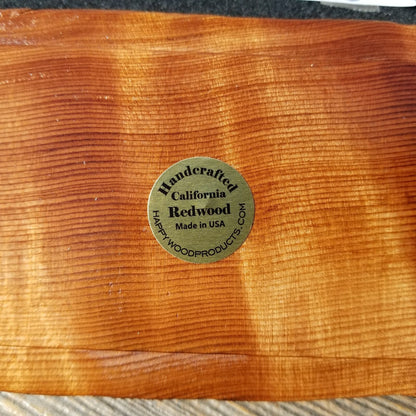 Handmade Wood Box with Redwood Tree Engraved Rustic Handmade Curly Wood #595 California Redwood Jewelry Box Storage Box