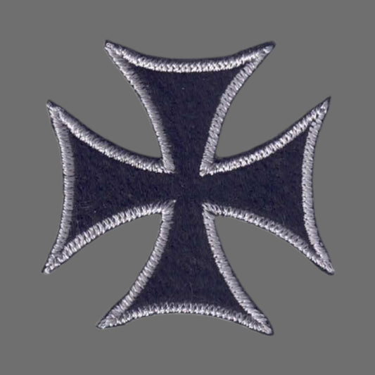 Silver Gray Black Maltese Cross Patch - 7439-58/01