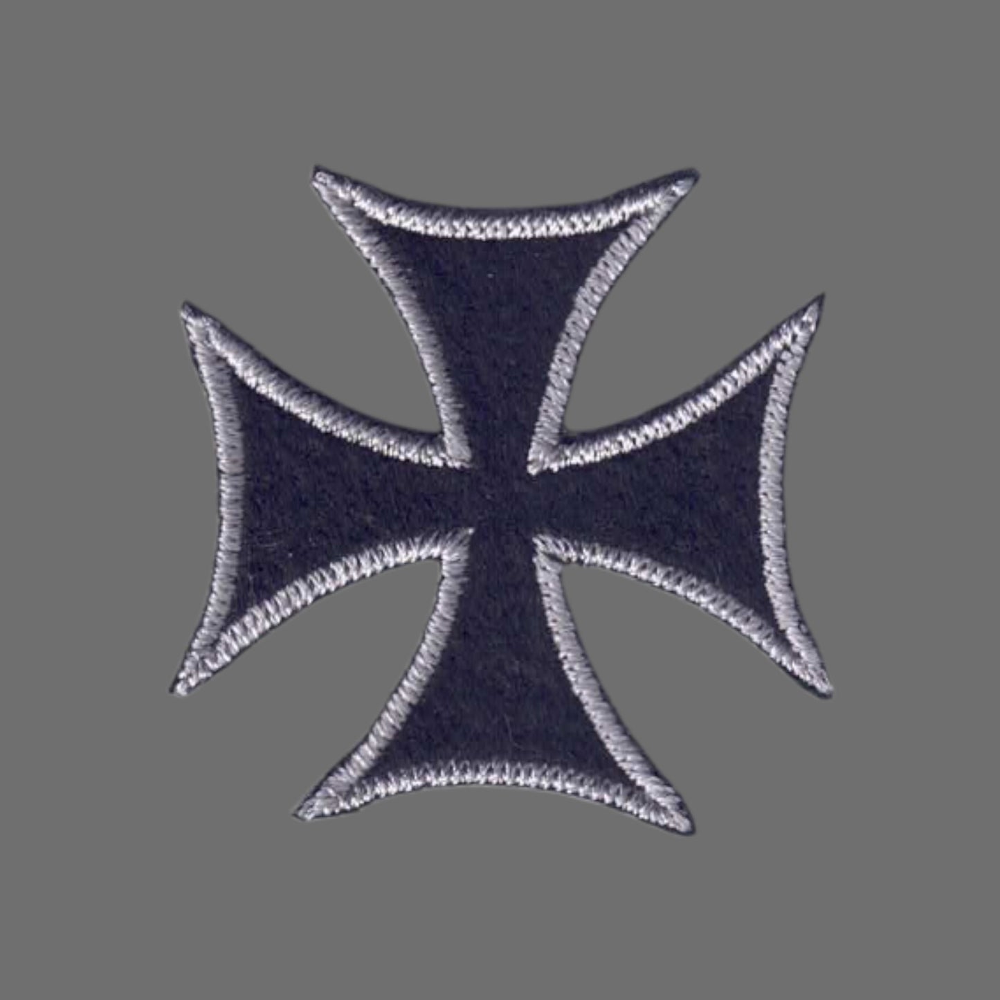 Silver Gray Black Maltese Cross Patch - 7439-58/01