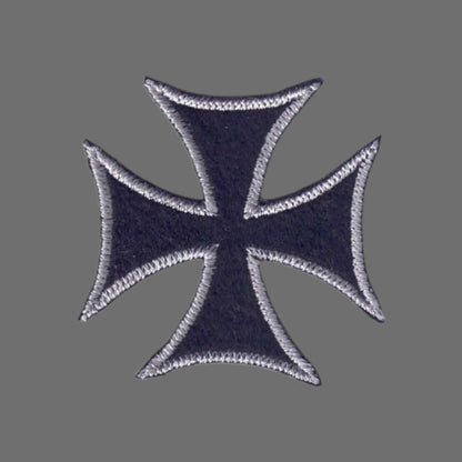 Silver Gray Black Maltese Cross Patch - 7439-58/01