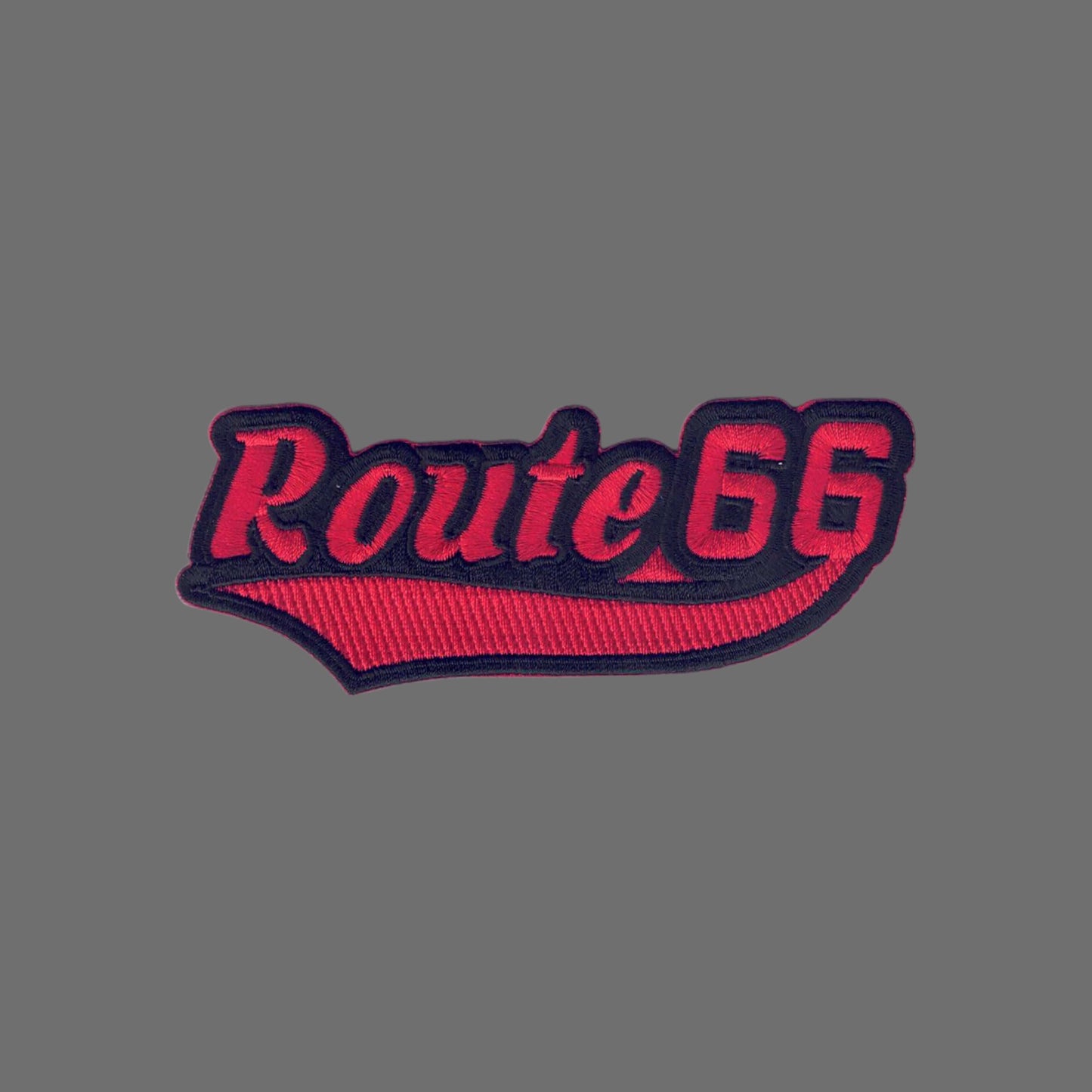 Route 66 Script Text Red Black Patch - 7467-36-01